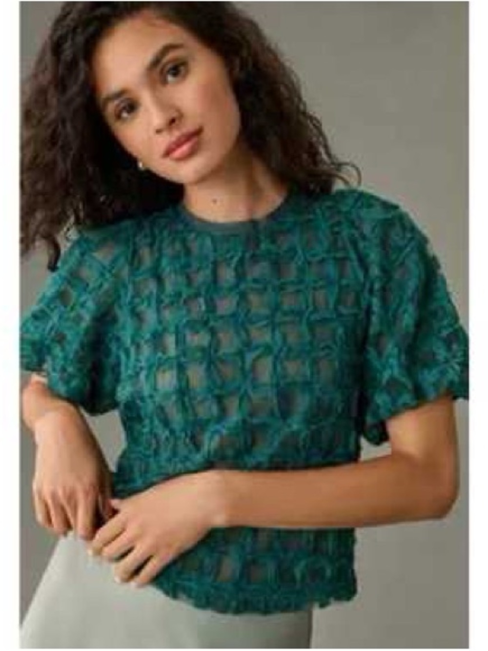 Sarah Hann Teal Short Sleeve Top